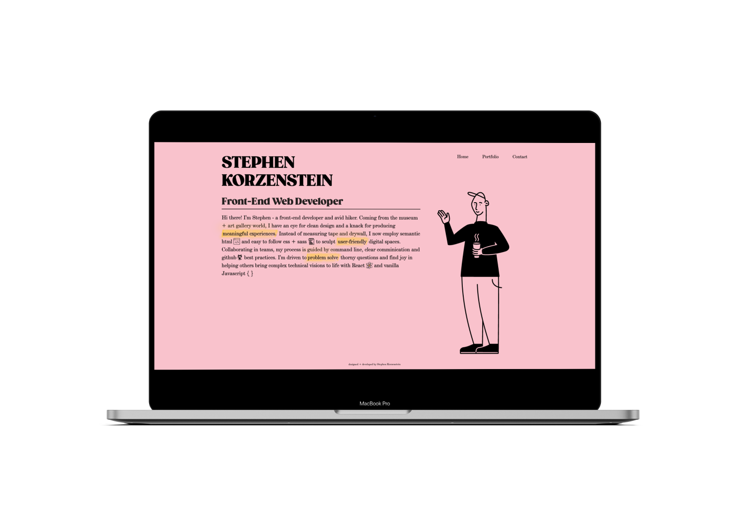 Mockup of Stephen's portfolio website